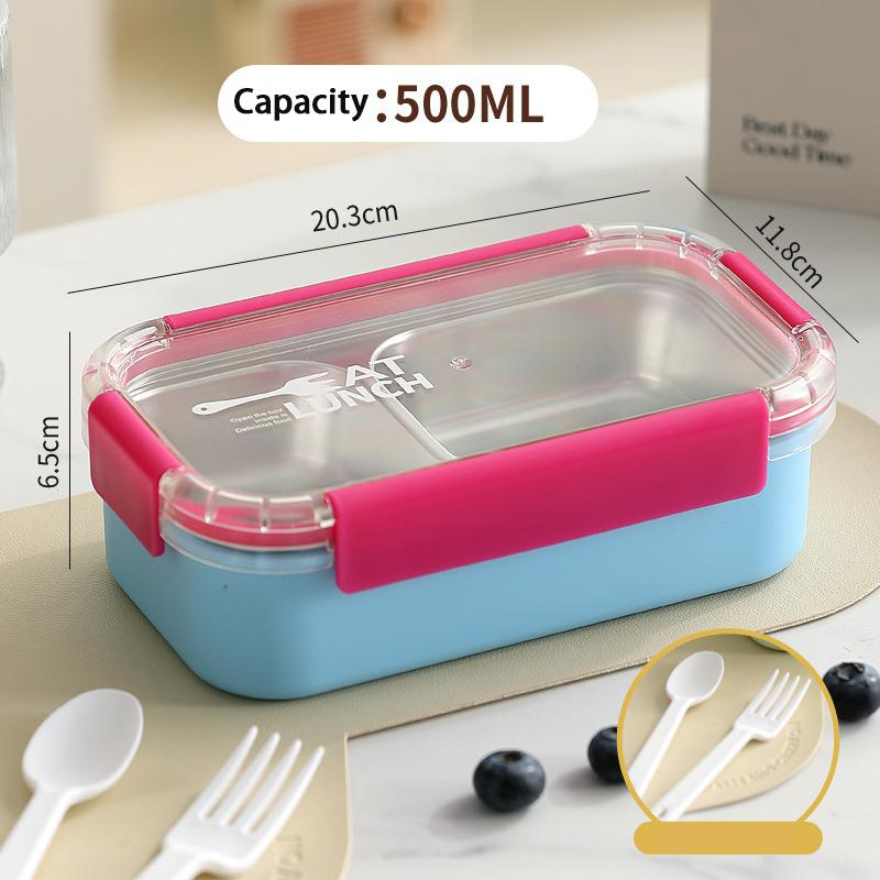 Портативный Ланч-бокс 304 Нержавеющая Сталь Bento Box Можно Греть в Микроволновой Печи Контейнер для Еды для Студентов Сотрудников Офиса с Вилкой Ложкой