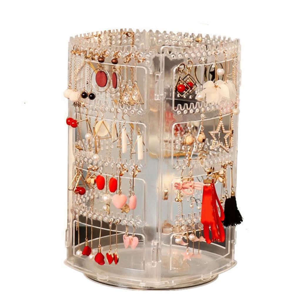 Стойка для выставки товаров ювелирных изделий Пластиковый Многофункциональный вращающийся органайзер для сережек для серег-зажимов и ожерелья