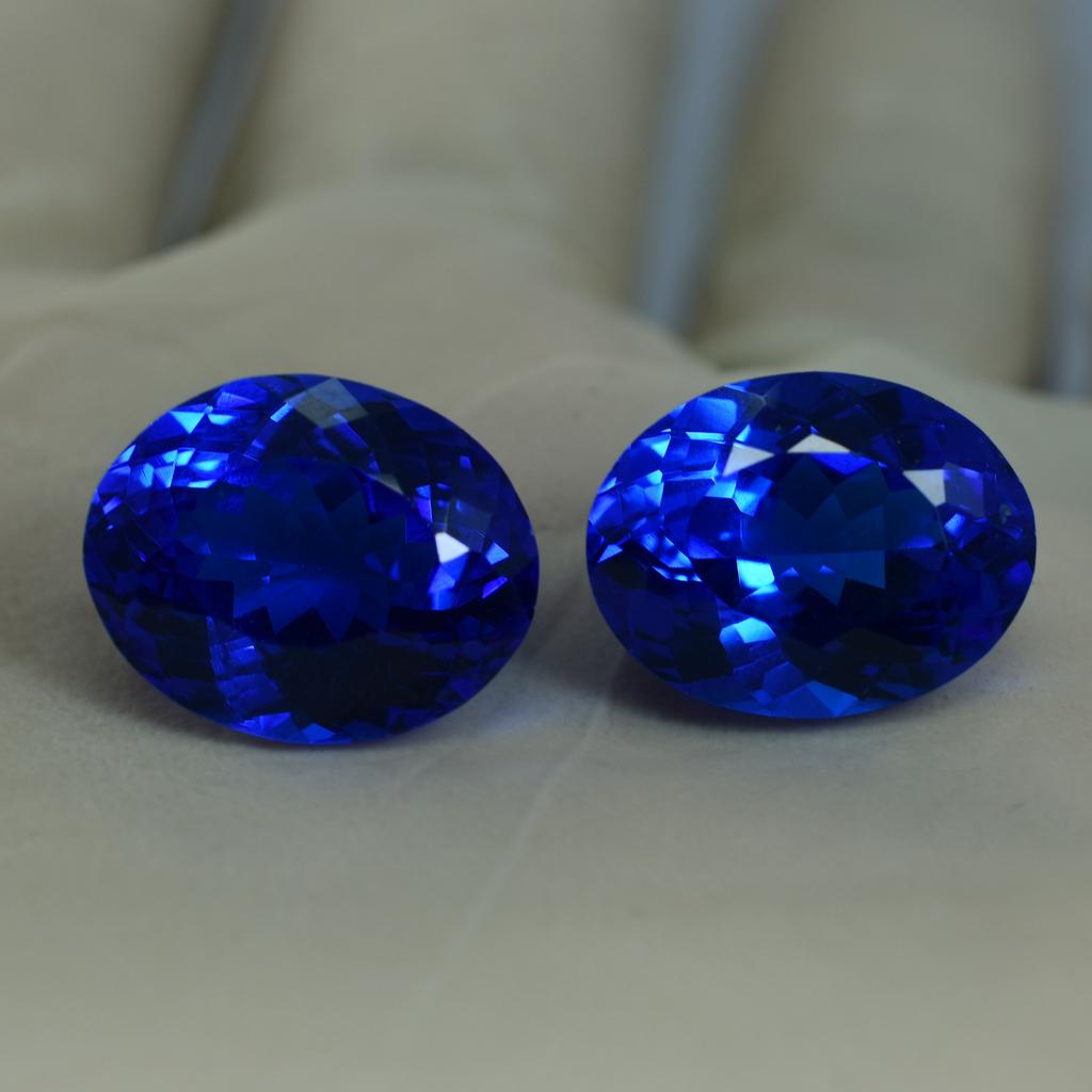 Natural Blue Tanzanite Loose Gemstone 25.90 ct Oval Shape Pair for Jewelry Making and Crafts