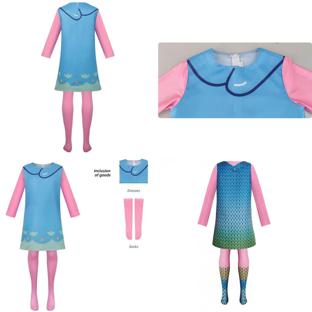 Милый фэнтезийный костюм для косплея тролля Поппи, платье, аниме, Хэллоуин, сценический наряд