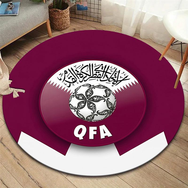 Qatar National Football Team Round Area Rug,Carpet Rug for Living Room Bedroom Sofa Playroom Decor,Non-slip Floor Mat