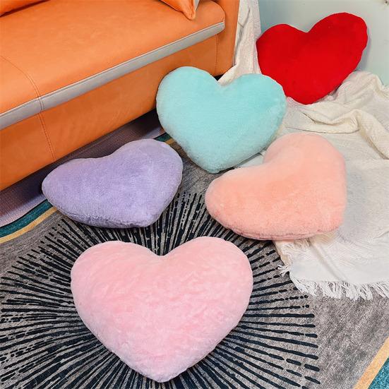 Plush Pillow Adorable Heart Shaped Cushion Soft Comfortable Fluffy Throw Pillow for Home Bedroom Decoration