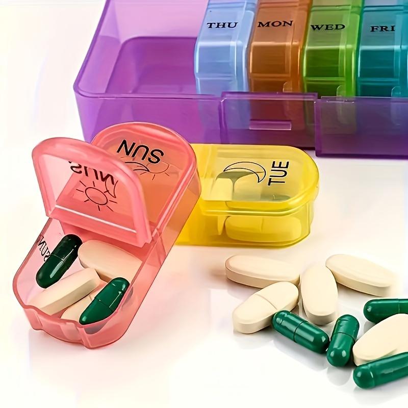 7pcs/set Travel Pill Organizer, AM/PM Compartments with Rainbow Colors, Portable Medication Case for Daily Vitamin Storage