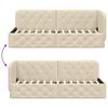 L Shaped Corner Bed Frame Cream 80 x 200 cm Fabric