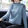 Autumn and Winter, Women's Sweater, Thickened, Warm, Short, Half Turtleneck, Sweater, Loose, Large Size, Embroidered, Pullover, Sweater