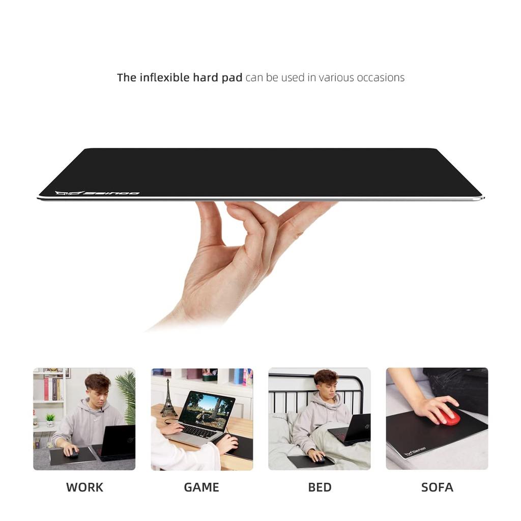 Seihoo Metal Aluminum Mouse Pad Premium Hard Double Sided Waterproof Ultra Smooth Office Supplies Brap Mouse Pad for Office and Gaming Laptop (Black,