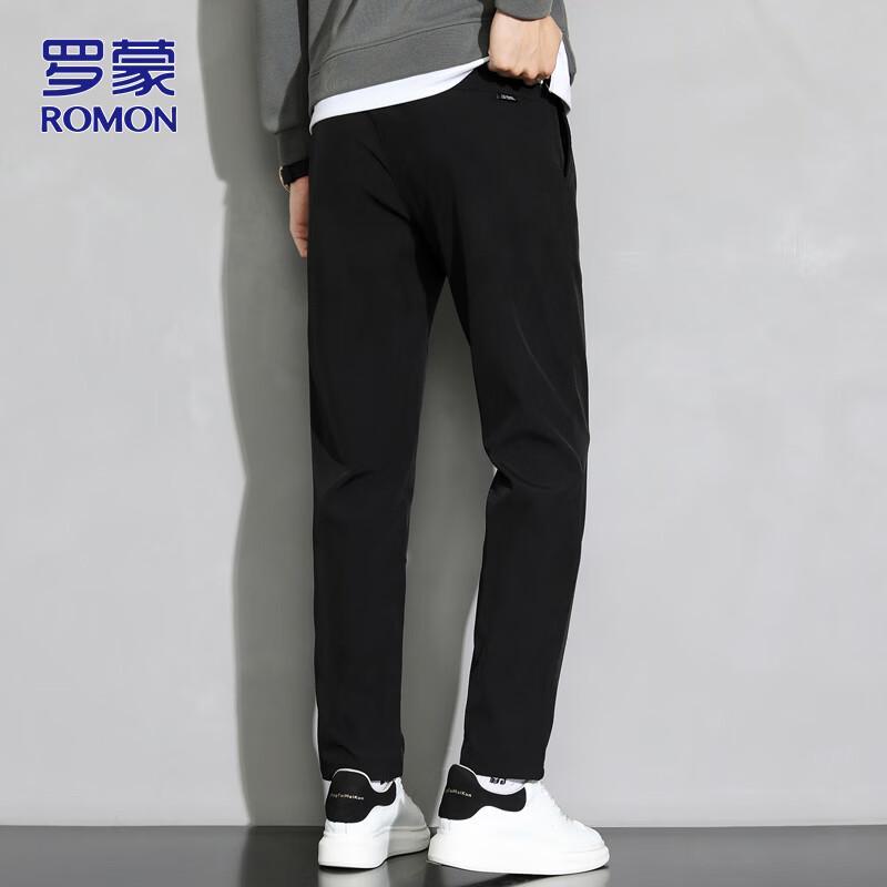 ROMON Men's Business Casual Straight-Leg Stretch Trousers