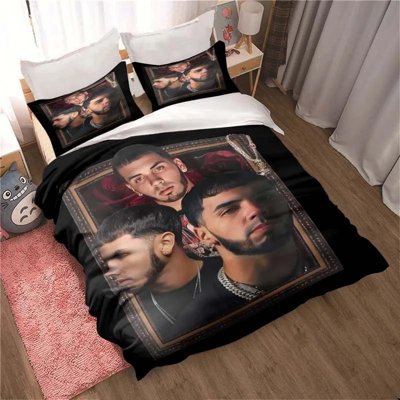 Anuel AA Duvet Cover Pillowcase Hasta Bedding Set Adult Boy Girl Bedroom Decoration Children Single Double Large Size