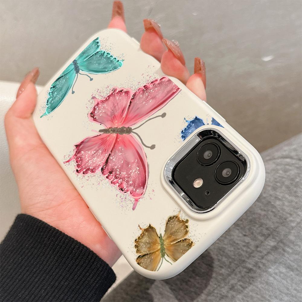 Solid Color Silver Edge Lens Fatty Casing Soft TPU Liquid Silicone Cover Shockproof Phone Case for Huawei Honor iPhone Infinix Tecno Vivo