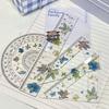 Cute Color Magical Cat with Wings Transparent Ruler 4-piece Set Student Triangle Ruler Protractor Plastic Ruler Stationery