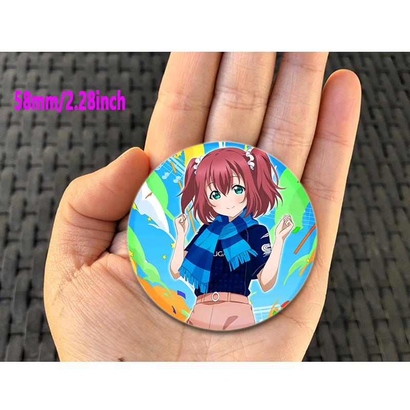 32/44/58mm LoveLive!SuperStar!!Ping An Pansy Tang Coco Round Brooch Clothing Lapel Pin Souvenir Soft Button Decorative Hat Badge