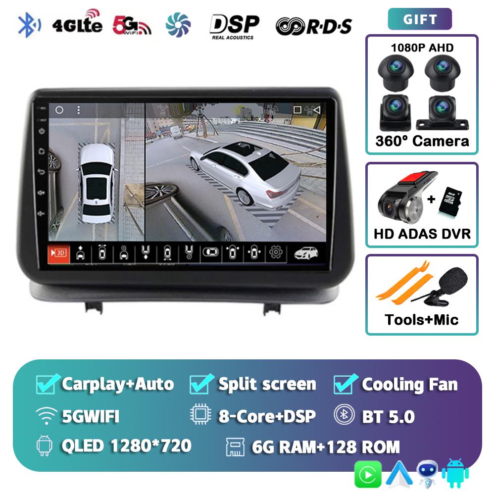 Android 14 Carplay Auto для Renault Clio 3 CLIO 3 2005 - 2014 Автомобильное радио Мультимедиа Навигация GPS Плеер Стерео WiFi+4G BT DSP