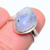 Natural Rainbow Moonstone Gemstone 925 Solid Sterling Silver Ring Size 5.5 M1y00