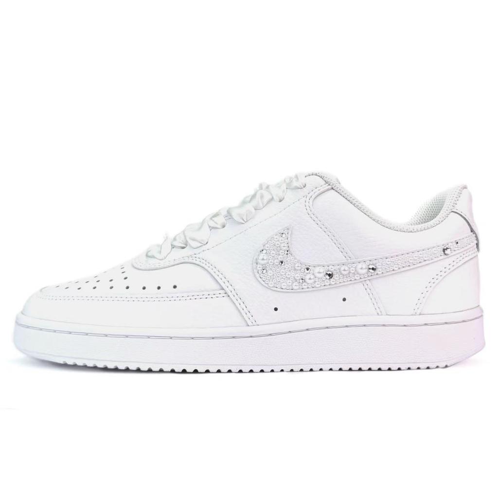 Nike Court Vision 1 Shopping Bag, White Moonlight Low top Skateboard Shoes Women's White DH3158-100(Team801-S-BOX)