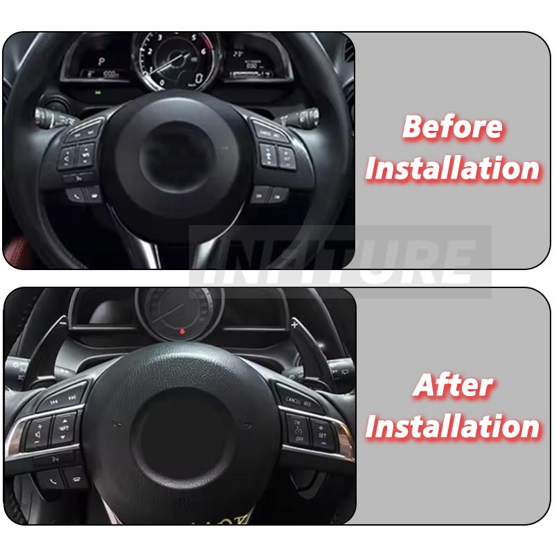 2PCS Car Shift Paddle Extender Aluminum Alloy Paddle Shifter For Mazda Axela Atenza MX5 CX4 Screw Fixed Steering Wheel Decor Trim Cover