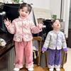 Зимний Ханьфу Танский костюм: Двухпредметный утепленный комплект для маленьких девочек в китайском стиле