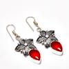 Mozambique Garnet Gemstone Handmade 925 Silver Plated Jewelry Earring 1.89"