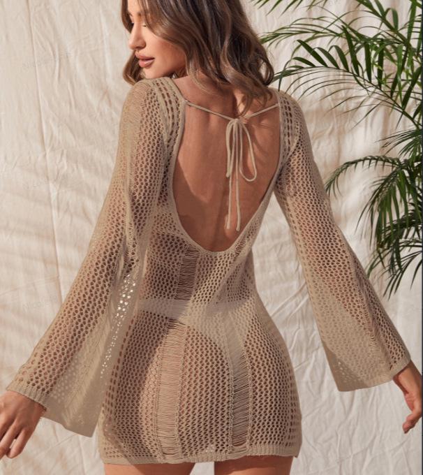 Новый европейско-американский ажурный солнцезащитный пуловер-накидка для бикини - Сексуальный, свободный пляжный наряд