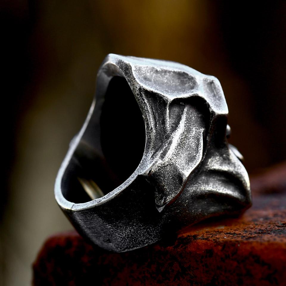 Vintage Punk Stainless Steel Skull Rings For Men Gothic Punk Demon Skull Rings Hip Hop Men Motorcycle Rock Biker Jewelry Gifts