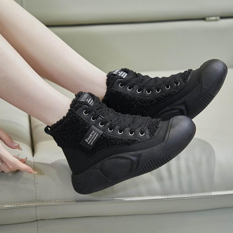 Women's Cotton Shoes Winter Plush Height Increased Ankle Boots Platform Keep Warm High Top Sneakers Thicken Anti Slip Snow Boots