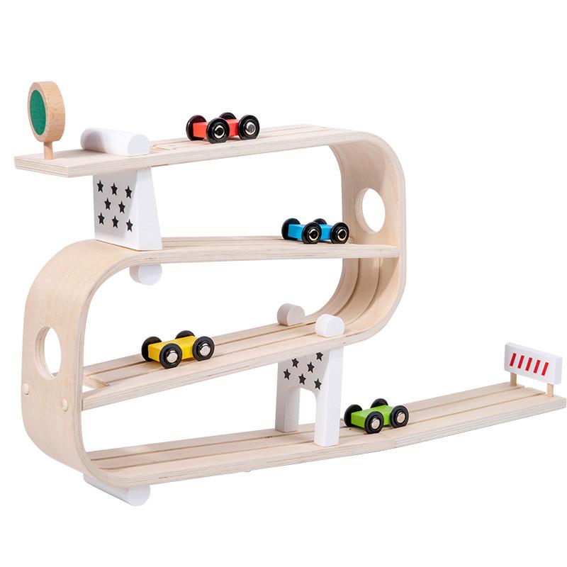 Kids Wooden Gliding Car Track Toy For Imaginative Play And Cognitive Development