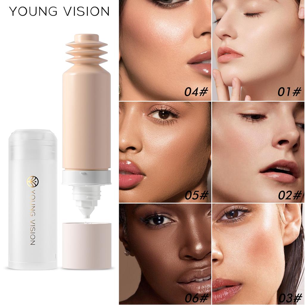 YOUNG VISION 1-piece Bottom Press Liquid Foundation Removable Matte Oil Control Facial Base Makeup Is Difficult To Remove