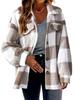 Plaid Pattern Lapel Button-Down Plush Coat for Autumn and Winter