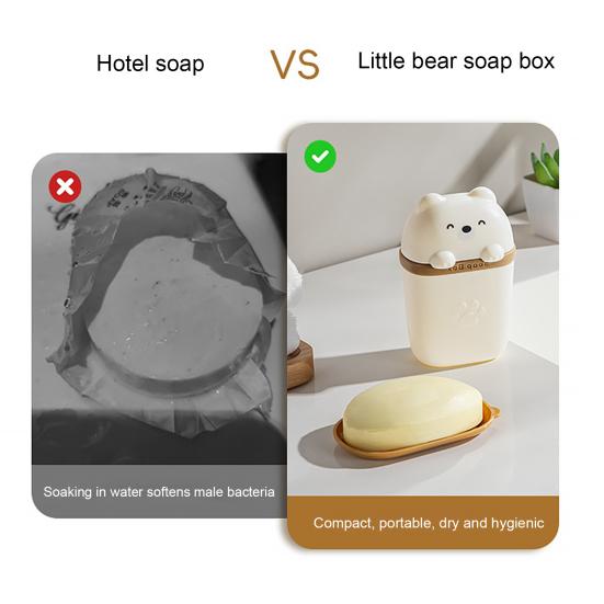 Держатель для мыльницы Портативный Компактный Дизайн Мыльница в виде мультяшного медведя Водонепроницаемый Дорожный