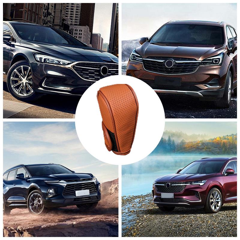 Auto Gear Shift Cover Handbrake Cover Universal PU Leather Automatic Knob Cover Car Shifter Stick Protector Decoration