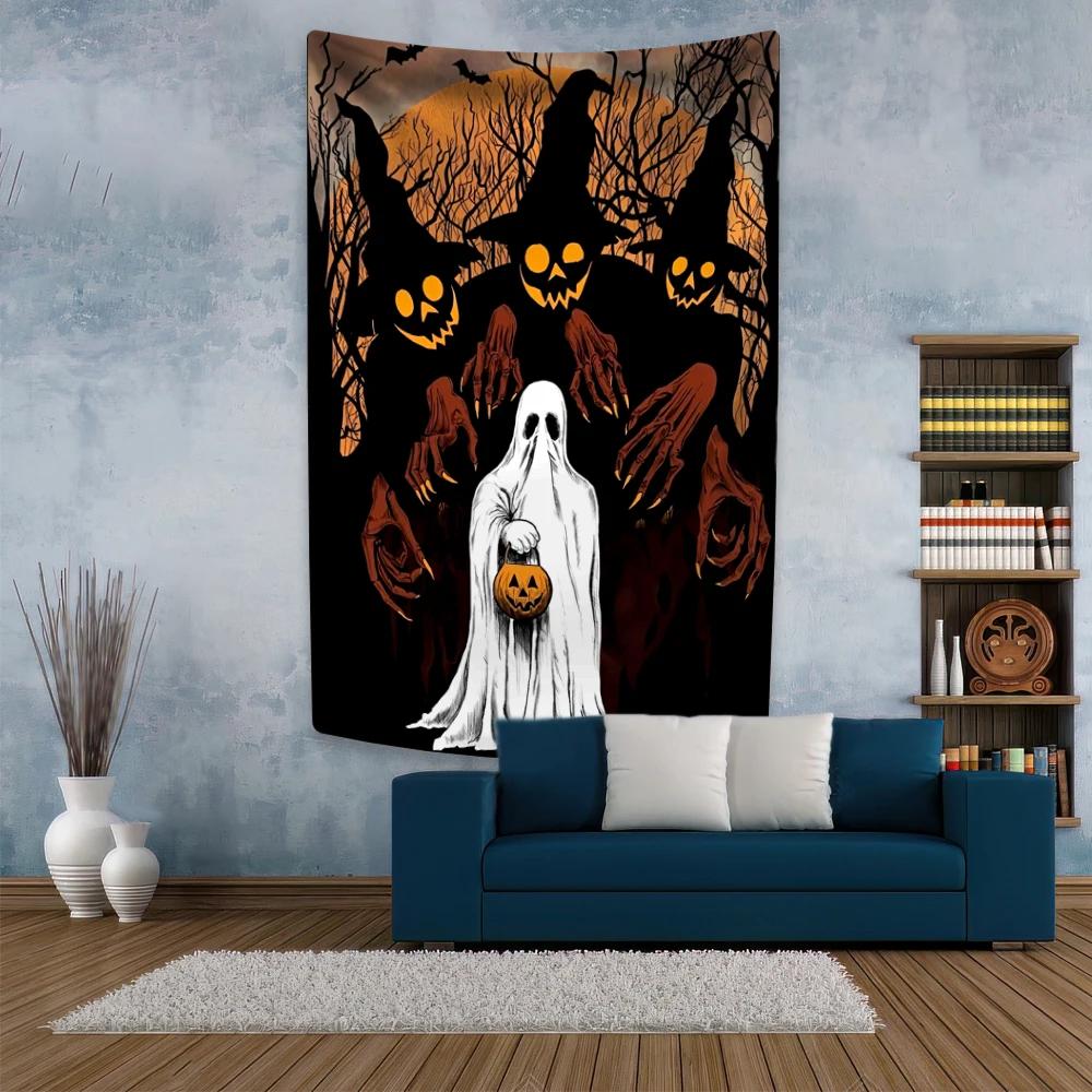 Halloween Tapestry Horror Cartoon Printed Wall Hanging Bedroom Or Home Decoration Holiday Gift Party Background Cloth