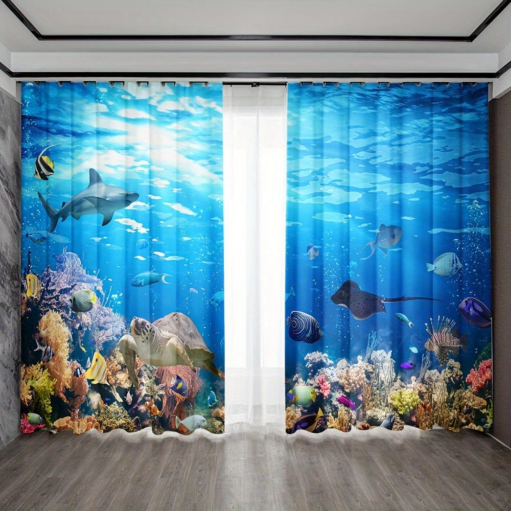 2 шт. Шторы с узором «Дельфин», декоративные шторы на окна, украшения для спальни, гостиной, домашнего декора, украшения комнаты