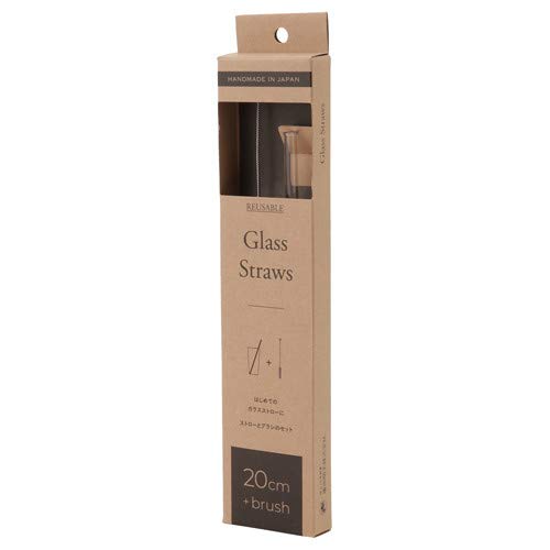Hirota Glass Glass Straw and Brush Set, Made in Japan, 1214