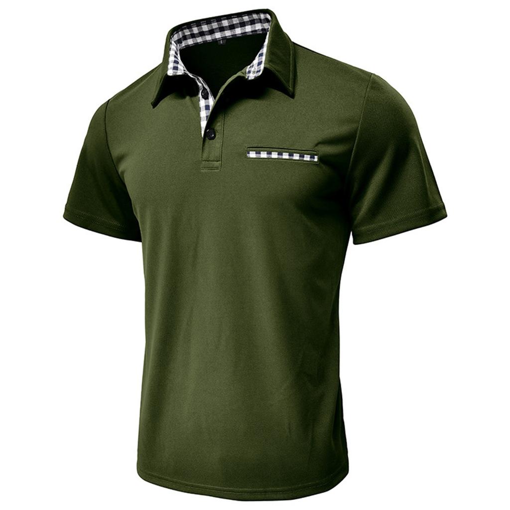 Мужская весенняя однотонная рубашка с коротким рукавом и лацканами, мужская повседневная модная рубашка