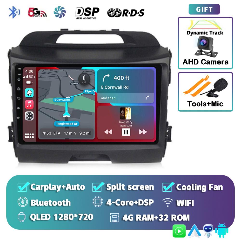 Беспроводной CarPlay Автомагнитола Android 14 Для KIA Sportage 3 2010-2015 2016 4G+WIFI Мультимедийный Видеоплеер GPS 2din Автомагнитола