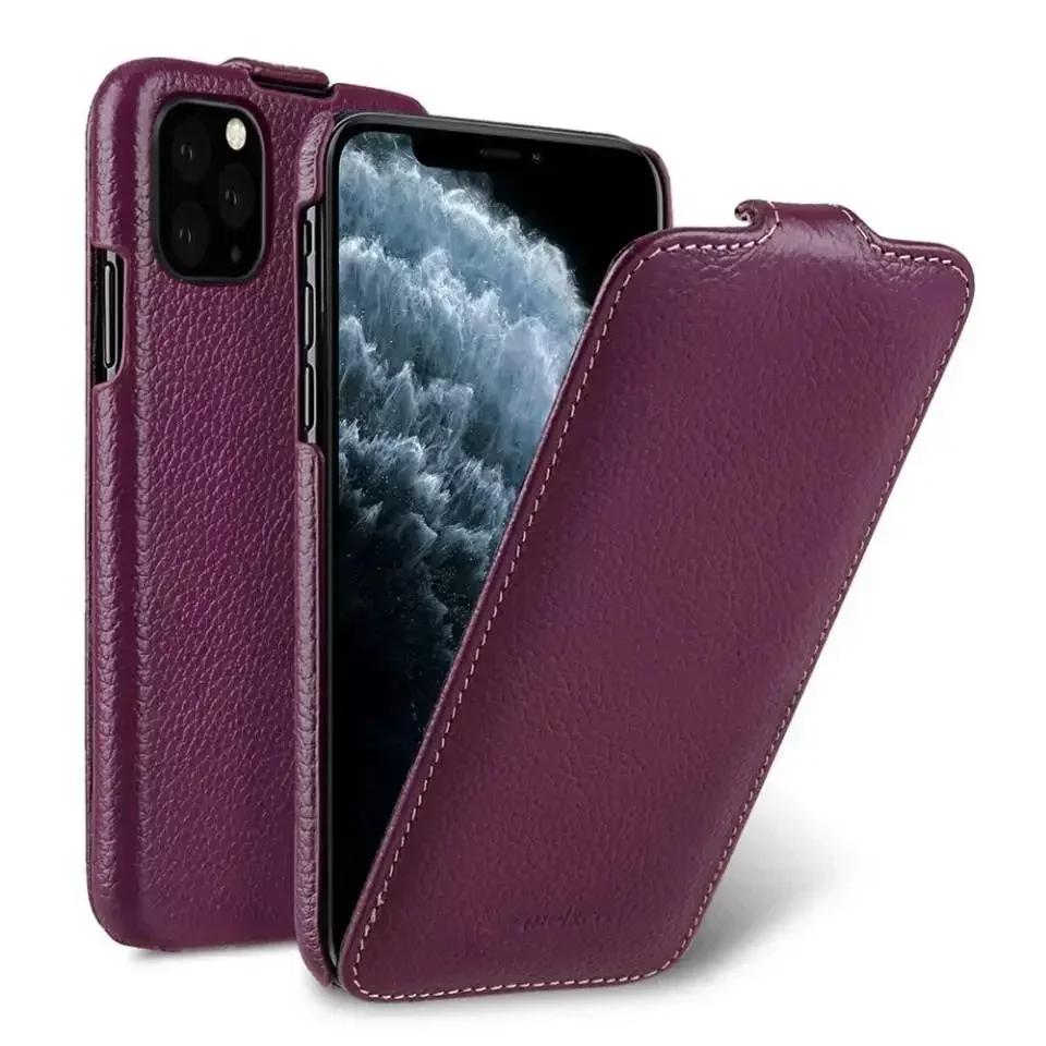 Melkco Genuine Leather Phone Case for iPhone 16 Pro Max 17 Air 17Pro16E 15 Plus 14 13 Mini 12 11 X XS Max XR Vertical Flip Cover