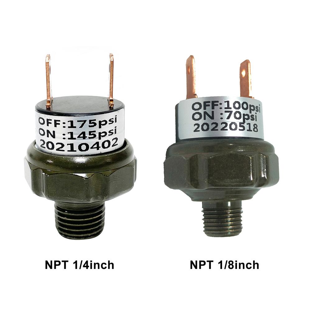 Реле давления воздуха, тип крепления на баке 1/4 дюйма NPT 145-175 фунтов на квадратный дюйм/1/8 дюйма NPT 70-100 фунтов на квадратный дюйм 12/24 В для поезда/воздуха
