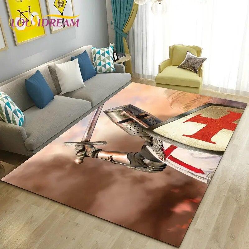 Коврик для игровой зоны Knight Templar Cavalier Crusaders, большой ковер для гостиной, спальни, дивана, коврик для кухни, нескользящий напольный коврик