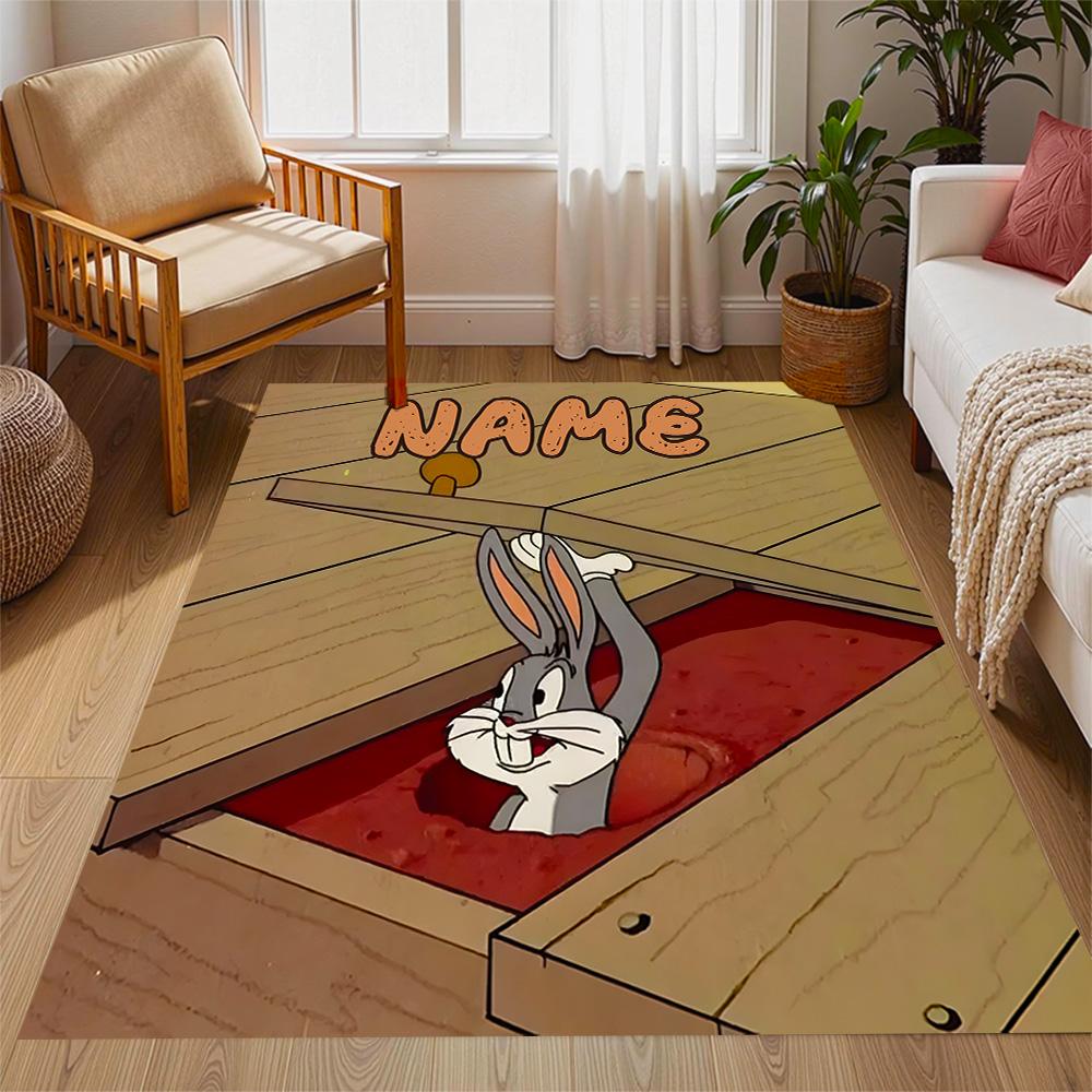 Looney Rainbow Friends Heartful Customizable Name Carpet Suitable for Game Room Decorate room Entryway Dining Room Anti-slip Rug Office home decor