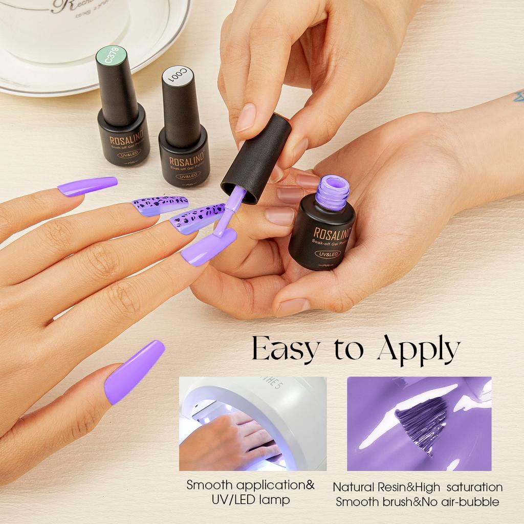 ROSALIND 38 шт. цветной полуперманентный УФ-гель-лак для ногтей, набор с базой и верхним слоем, замачиваемый гель-лак, дизайн ногтей, гель-лак для ногтей