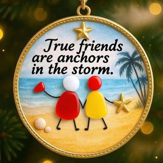 Sea Glass Art Friendship Ornament Handmade Sea Glass Christmas Tree Ornament TRUE Friends Are