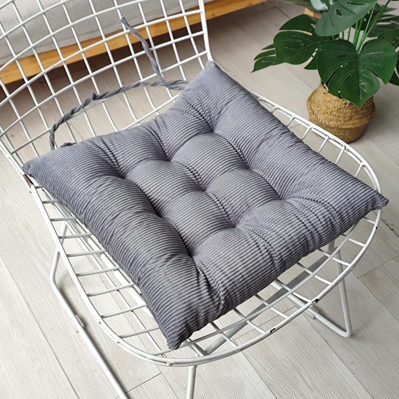 Warm Corduroy Strap Chair Cushion - Solid Color, Comfortable Chair Pad for Autumn and Winter
