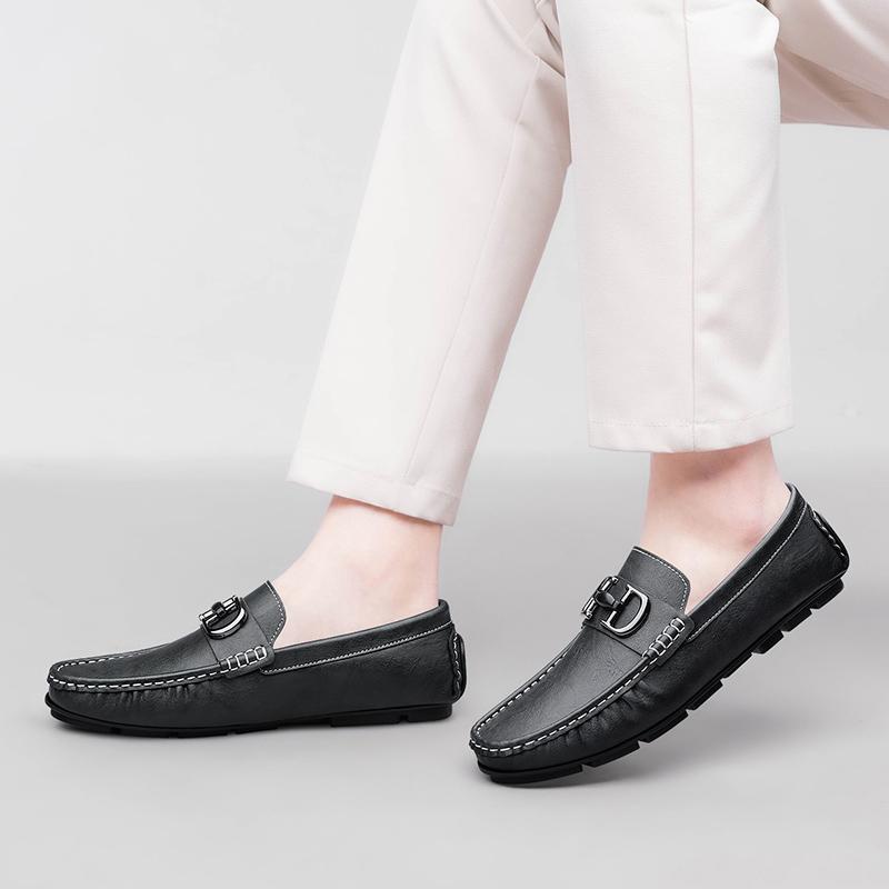 Fashion Slip-On Casual Shoes Men's Genuine Leather Loafers Comfortable Soft Sole Classic Driving Moccasins for Men Business Dress Shoes