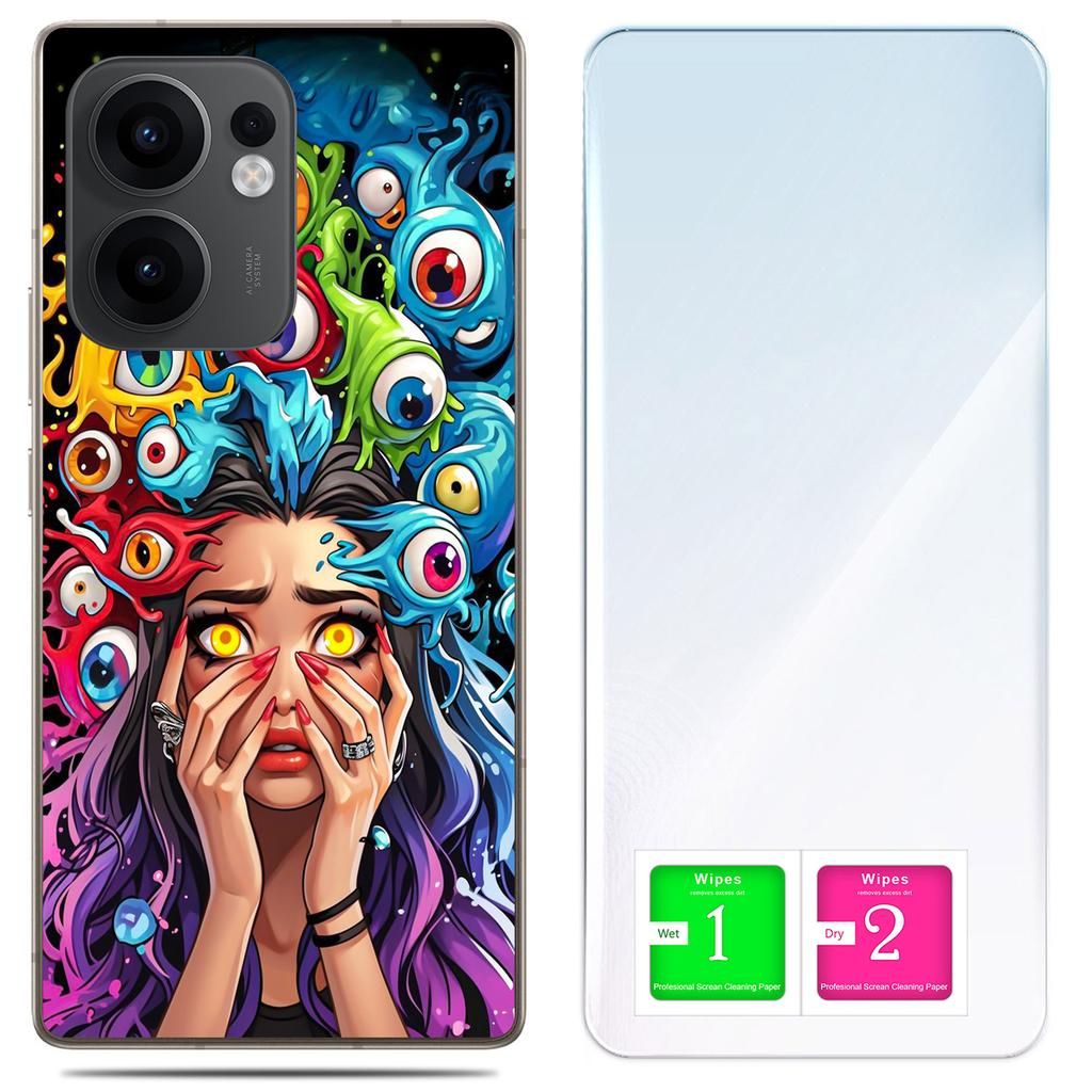 Etui Do Oppo Reno 13F 5G / 13 Fs 5G Obudowa Foto Case Plecki Oczy Szkło 9H