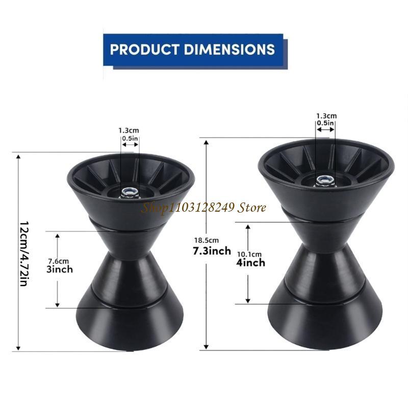 N5KD 3in/4in Roller for Trailer Bracket Easy Installation Rubber Roller Trailer Stop with 1/2in Shaft Boat Accessory