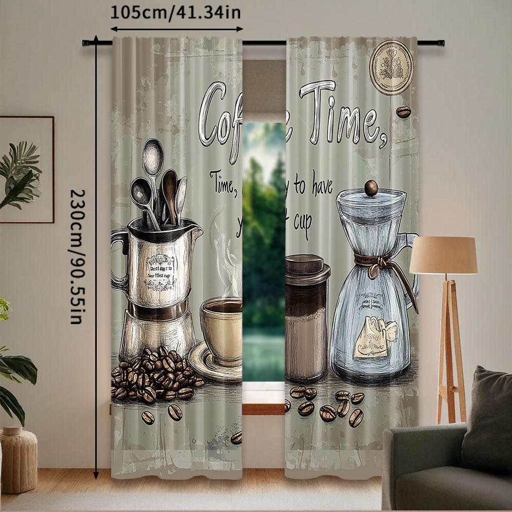 2 шт. Кофейно-коричневые шторы Кантри Винтаж Рустик Модерн Латте Маленькие Короткие Кафе Подходят для Спальни Ванной Гостиной Столовой