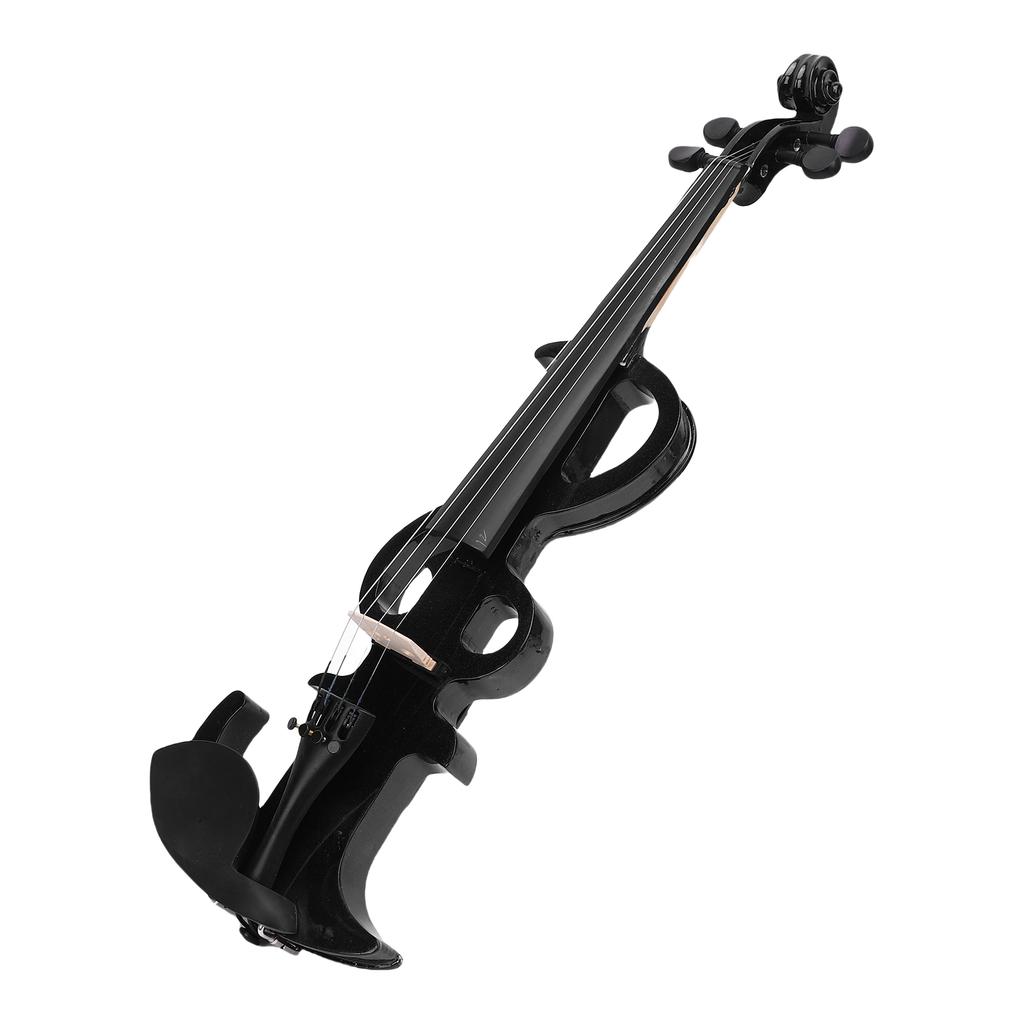 Electric Violin Kit 4 4 Black Solid Wood Beginner Electronic Violin with Bow Earphone Connection Cable Storage Box