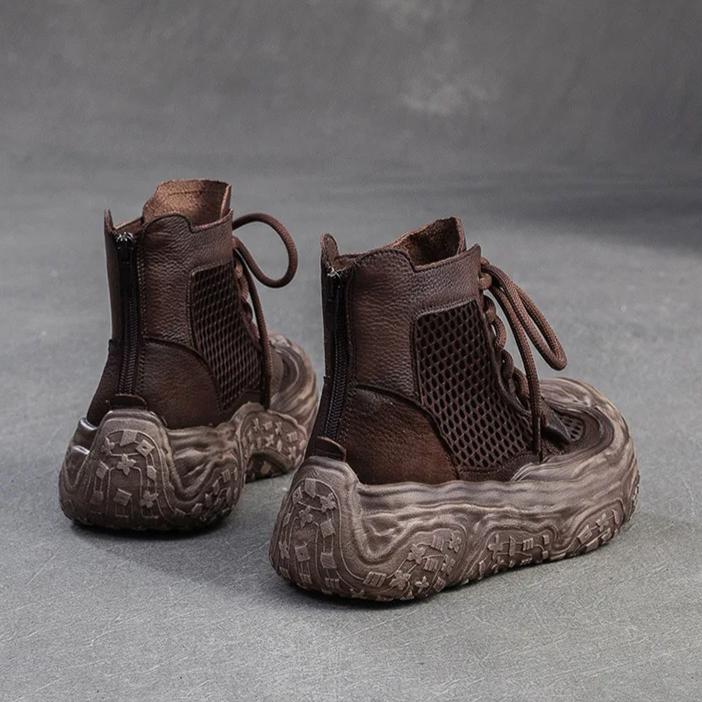 Johnature Дышащие сетчатые ретро-ботинки с вырезами, удобные и универсальные женские туфли на плоской платформе