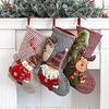 Christmas Stocking, Large Christmas Sock to Hang, Design Santa Claus, Reindeer and Snowmen