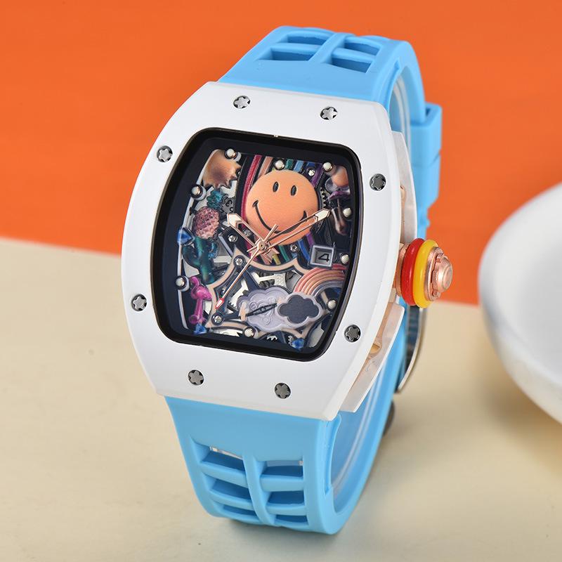 Мужские кварцевые часы из чистого белого вина с циферблатом в форме бочки, календарем и секундной стрелкой