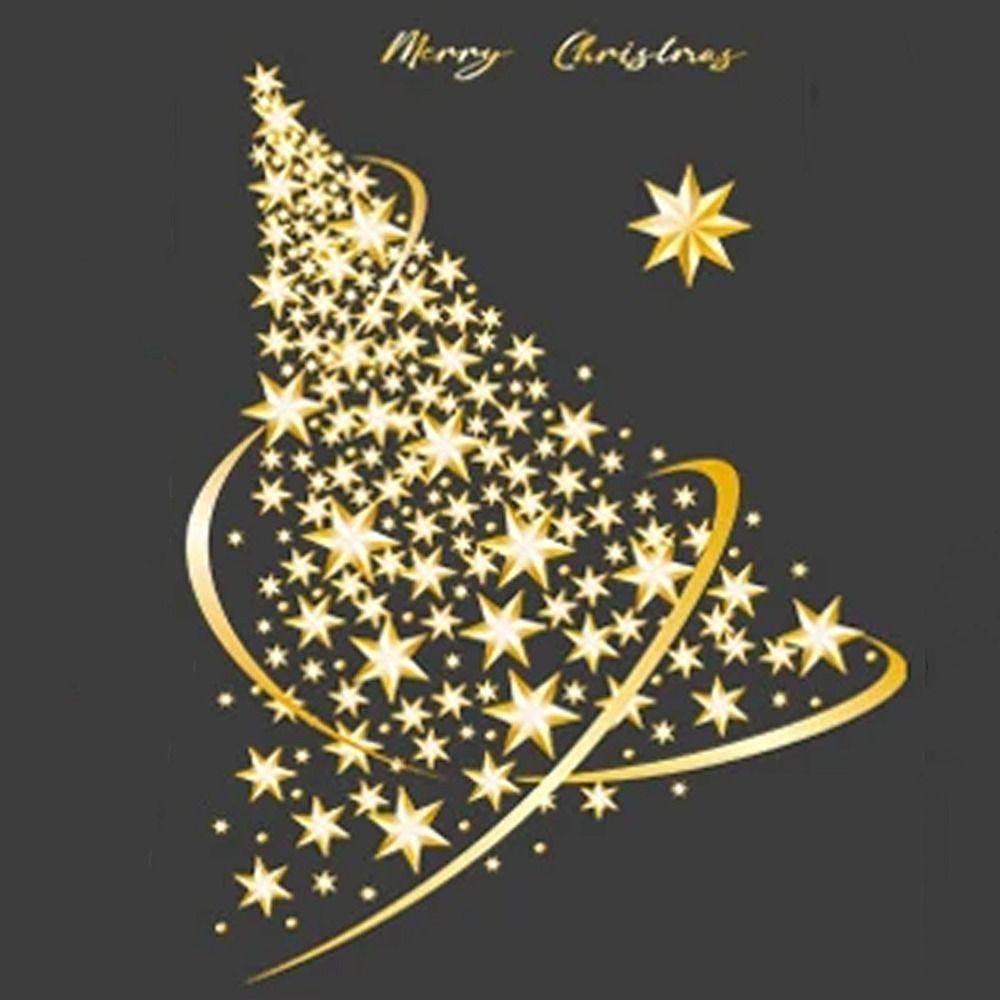 Golden Christmas Tree Window Stickers Large Decor Mural Home Decoration Xmas Decals  Party